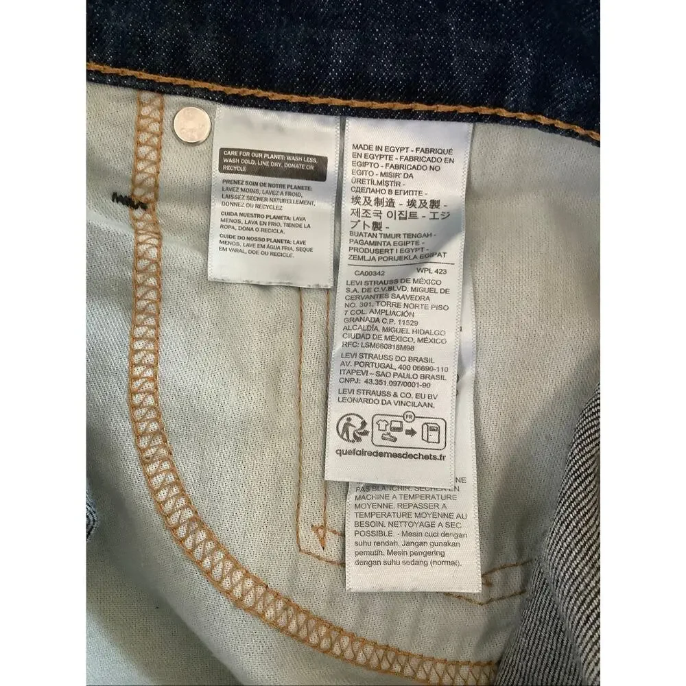 Levis Mens 34x34 Dark Wash 505 Regular Fit Straight Leg Jeans Work Casual T4-4